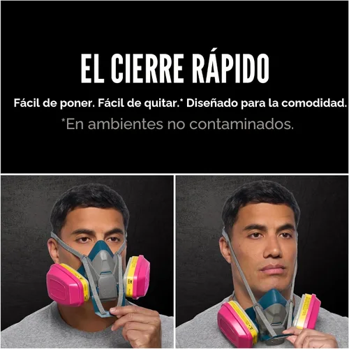 Miniatura 8 de 3M - 65023QLHA1-C Pro - Respirador multiusos con cierre rápido, mediano