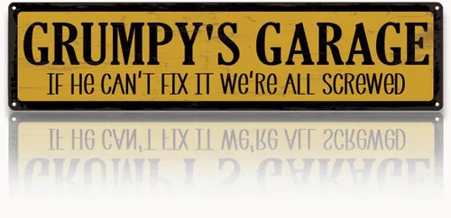 Miniatura 21 de Metal Fathers Day Gift, Retro Metal Tin Sign, Man Cave Decor, Papa's Garage, If He Can't Fix It We're Screwed, Garage Workshop Decor, Gift for Papa