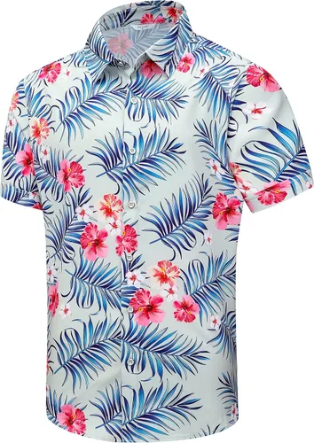 Miniatura 16 de SheLucki - Camisa hawaiana para hombre, unisex, de manga corta, con botones, para la playa y el verano, ropa casual estampada con sombra de palmas