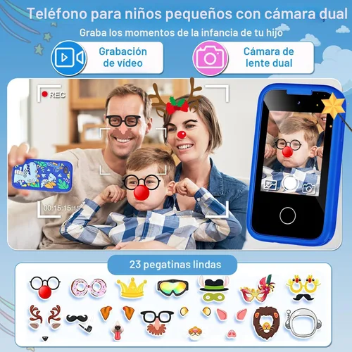 Miniatura 3 de Teléfono infantil para niños, regalos de cumpleaños de Navidad para niños y niñas de 3 a 10 años, teléfono celular, pantalla táctil de 2.8 pulgadas