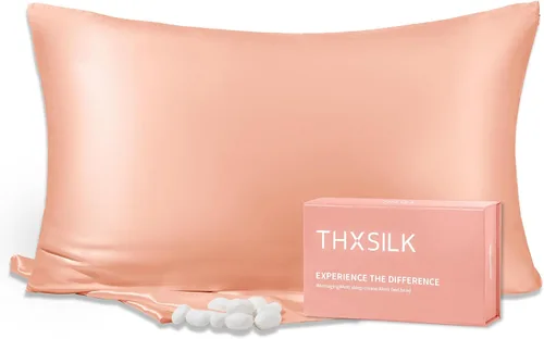 Miniatura 18 de THXSILK Funda de almohada 100% seda de morera para cabello y piel, seda de morera grado 6A+ 25 momme, caja de regalo, funda de almohada de seda Beige