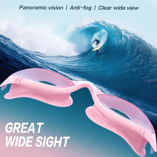 Miniatura 3 de VegoVia Gafas de natación para adultos para hombres y mujeres, gafas de natación para piscina, antiniebla/UV, gafas de natación con estuche Rosa