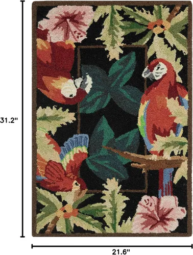 Miniatura 2 de SAFAVIEH Chelsea Collection - Alfombra decorativa de 1 pies 8 pulgadas x 2 pies 6 pulgadas, color negro, lana de campo francesa enganchada a mano