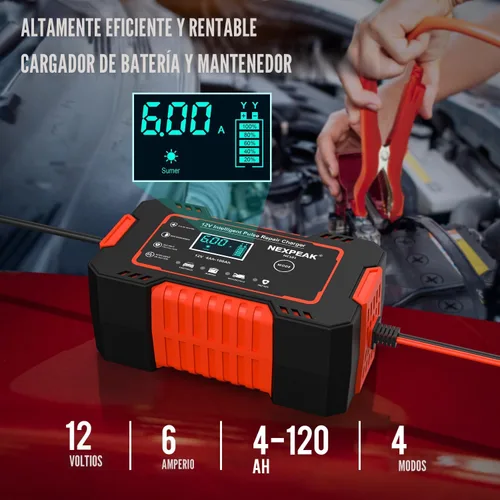 Miniatura 2 de NEXPEAK NC101 Cargador de batería para auto, cargador de batería inteligente de goteo 12V 6A, mantenedor de batería automotriz, desulfatador