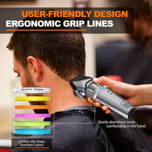 Miniatura 7 de Cortapelos para hombres, cortapelos profesionales para corte de cabello, cortapelos inalámbricos, ciclón, rotor exterior sin escobillas, cuchillas