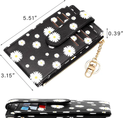 Miniatura 2 de Badiya Tarjetero para mujeres con RFID, carteras delgadas, plegables, tarjetero multifuncional, monedero