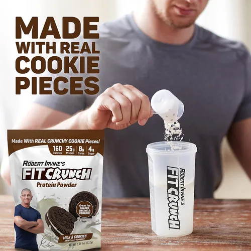 Miniatura 4 de FITCRUNCH - Proteína de suero de tres mezclas, apta para dieta cetogénica, baja en calorías, alta en proteínas (18 porciones, leche y galletas)