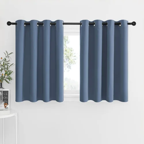 Miniatura 128 de NICETOWN Cortinas opacas de cocina para ventana sobre el fregadero, aislamiento térmico, decoración del hogar, pequeños niveles opacos con ojales
