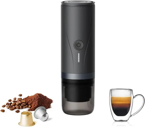 Miniatura 5 de Máquina de café espresso portátil, mini cafetera eléctrica autocalentable, hasta 20 bar de presión, compatible con cápsulas NS y molienda fina