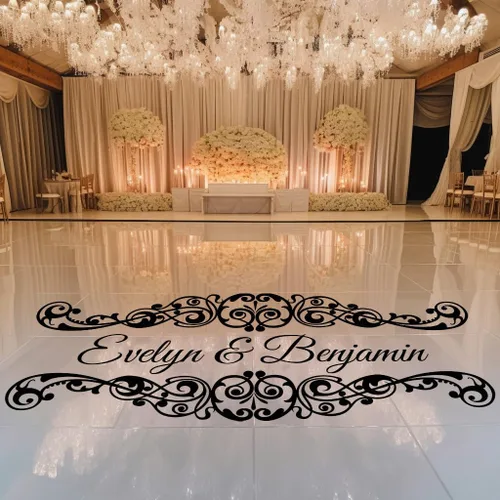 Miniatura 2 de Calcomanía de vinilo personalizable con nombre para sala de baile de boda, calcomanía de vinilo para recepción de piso y pared, calcomanías