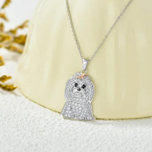 Miniatura 80 de Collares con colgante de perro de plata de ley S925 – 24 razas corgi/husky/labrador/pastor para mujer