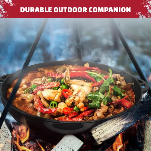Miniatura 5 de Olla de horno holandés con tapa Syton de 12.5 cuartos (12 L) - Horno holandés de camping - Juego de utensilios de cocina de hierro fundido - Hierro
