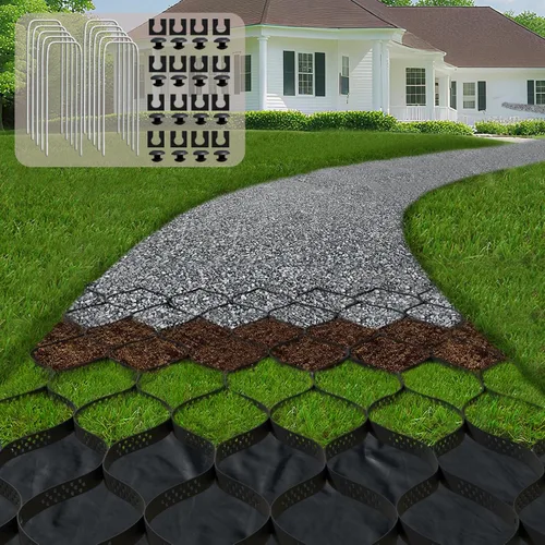 Rejilla de Suelo de Grava de 2" de Grosor 4 pies x 10 pies - Rejillas de Estabilización Geo Grid para Entrada de Vehículos, Rejilla Retenedora de