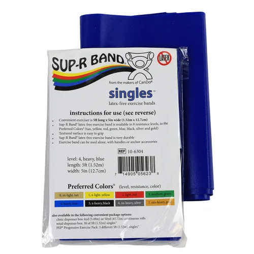Miniatura 14 de Cando 10-6303 Sup-R Banda elástica sin látex para ejercicio, 1,5 metros, individual, resistencia media, verde