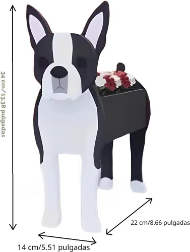 Miniatura 3 de Bamboo's Grocery LoKii Macetas de perro Boston Terrier, linda maceta de perro, contenedores de plantas con forma de animales, para plantas