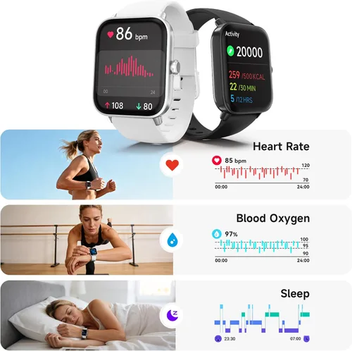 Miniatura 2 de Relojes inteligentes para hombres, pantalla HD de 1.85 pulgadas, compatible con iPhone/Android (responder/hacer llamadas), más de 110 modos Blanco