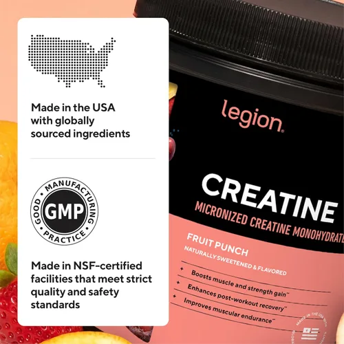 Miniatura 9 de LEGION Suplemento de monohidrato de creatina micronizada, polvo de creatina limpia para ganancia muscular y recuperación después del entrenamiento