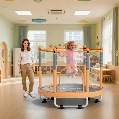 Miniatura 4 de Fitinone - Cama elástica para niños, de 5 pies, para interiores y exteriores, con malla de seguridad, regalos de cumpleaños para niños, regalos