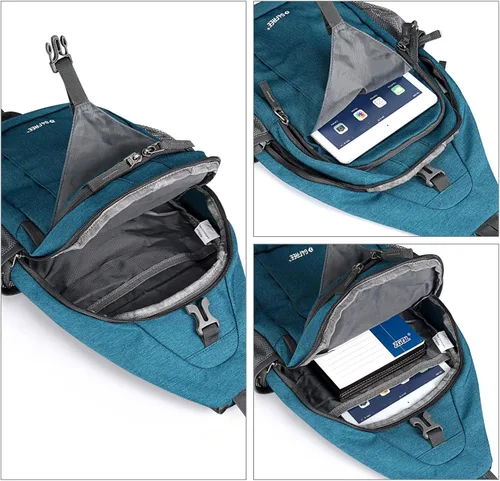 Miniatura 9 de G4Free Bolso bandolera con bloqueo RFID, mochila cruzada en el pecho, mochila para senderismo y viajes (azul turquesa)