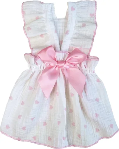 QWINEE Vestido con estampado de corazón para perro y gato, decoración de lazo, lindo vestido de tutú para cachorro, falda tutú para chihuahua, Rosa
