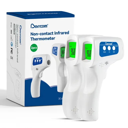 Miniatura 9 de Berrcom Termómetro digital sin contacto de 3 en 1 para frente y oído, con luz de fondo, sensor de temperatura corporal y de objetos para interiores