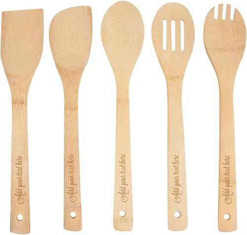 Miniatura 12 de PrintSupremacy - Juego de cucharas de cocina de bambú, utensilios de cocina de madera antiadherente, utensilios de cocina, regalo para inauguración