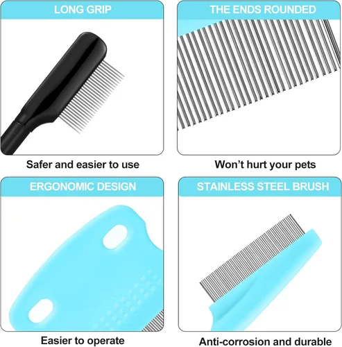 Miniatura 3 de Peines para ojos de perro, 5 peines quitamanchas de lágrimas, peine de aseo para mascotas para perros pequeños, elimina suavemente el moco y la negro