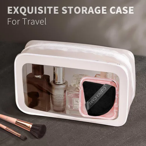 Miniatura 6 de 6 Piezas Borlas de Polvo Triangulares con 2 Estuches de Viaje, Borlas de Polvo Fijador para Polvo Facial y Base de Maquillaje, Borla de Maquillaje