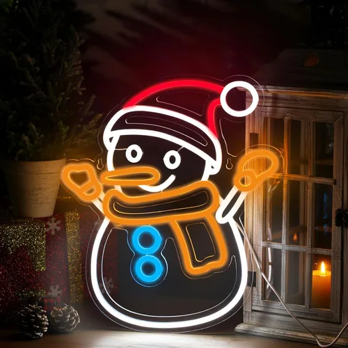 Miniatura 9 de Xuhal Letreros de Neón de Feliz Navidad Letreros de Neón de Acrílico Luz de Neón Blanca de Feliz Navidad Luz LED Alimentada por USB Letrero LED