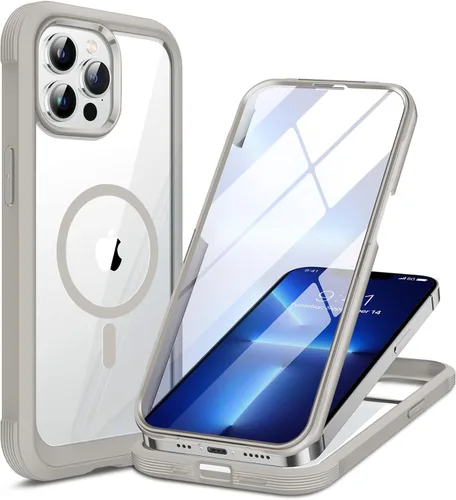 Miniatura 124 de Miracase Funda para iPhone 13 de 6.1 pulgadas, [sin burbujas] funda de teléfono de cuerpo completo con pantalla de vidrio completa integrada, sin