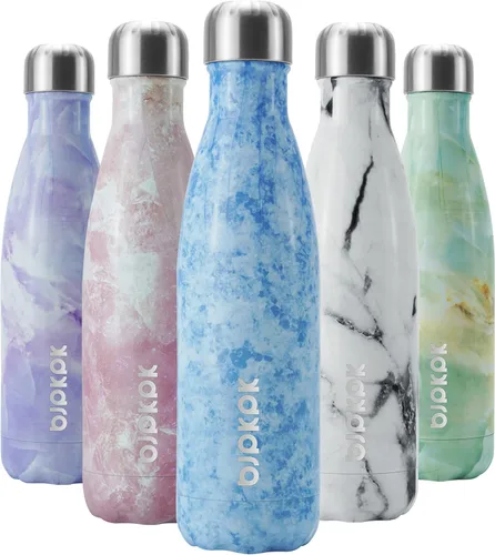 Miniatura 60 de BJPKPK Botella de Agua Aislada 17oz Botellas de Agua de Acero Inoxidable Apta para Lavavajillas Metal Térmica Mantiene Frío y Caliente, Gris Niebla