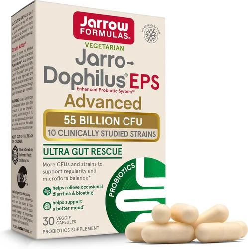 Jarrow Formulas Jarro-Dophilus EPS Advanced, 55 mil millones de probióticos UFC, apoyo digestivo para adultos, 30 cápsulas vegetales de suplemento