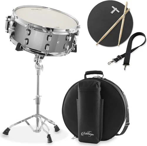 Miniatura 8 de Set de batería Ashthorpe con parche Remo (negro) - Kit para principiantes con soporte, bolsa acolchada, almohadilla de práctica, correa