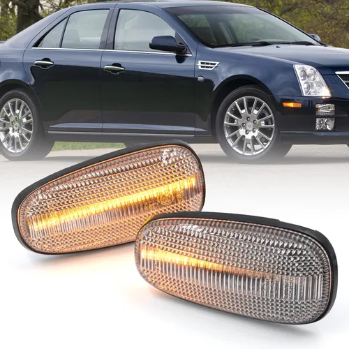 Luces de marcador laterales LED ámbar secuenciales para Cadillac STS DTS Escalade 2005-2011 Lente transparente Led Guardabarros delantero repetidor