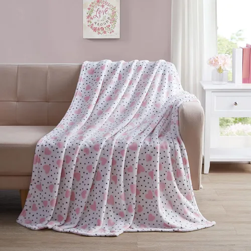 Miniatura 16 de Manta de forro polar suave para primavera de niñas y niños: bebés, pollitos, pájaros, flores en suave y acogedor amarillo, verde, rosa sobre fondo