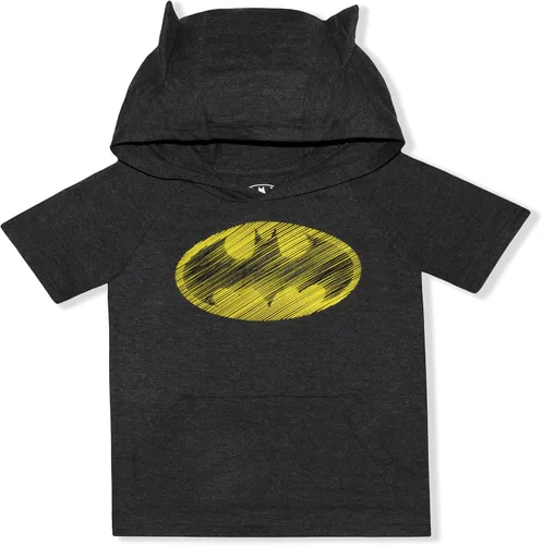 Miniatura 2 de BATMAN DC Comics - Camiseta con capucha para niños, conjunto de camiseta y pantalones cortos para niños pequeños y pequeños, azulnegrogris