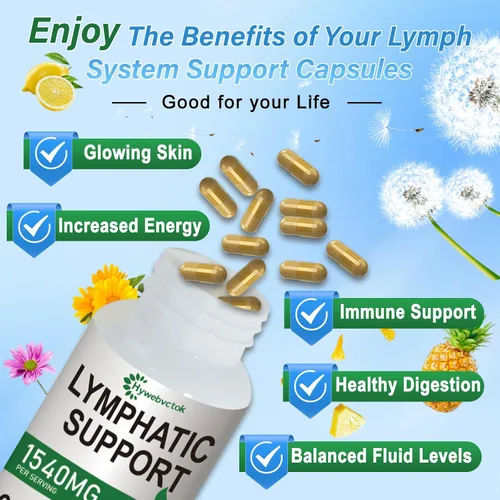Miniatura 8 de Suplementos de drenaje linfático de 1540 mg, suplemento de apoyo del sistema linfático para mujeres y hombres con diente de león, cuchillas