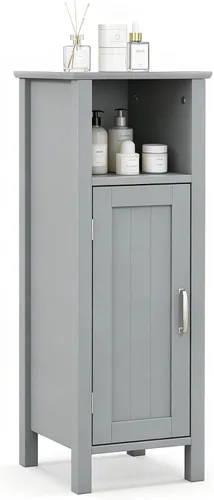 Miniatura 9 de COSTWAY Bathroom Storage Cabinet, Freestanding Narrow Storage Organizer with Open Shelf & Adjustable Shelf, Small Slim Floor Cabinet for Bathroom