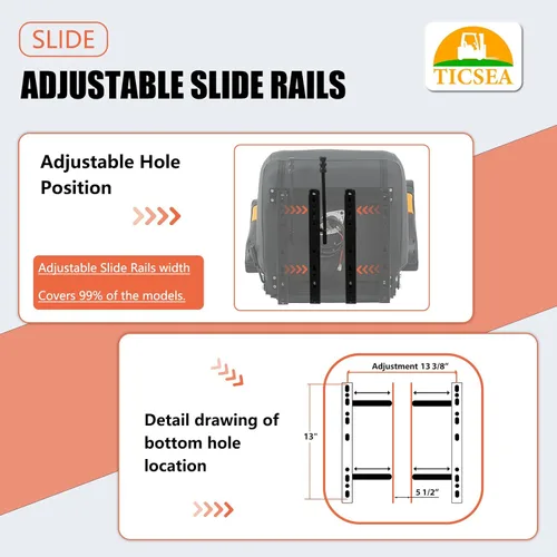 Miniatura 5 de Asiento Universal de Tractor, Asiento de Carretilla Elevadora con Cinturón de Seguridad y Respaldo Ajustable, Reposacabezas, Reposabrazos