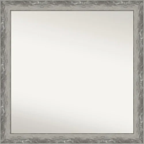 Miniatura 205 de Amanti Art Espejo de baño plateado para sobre el fregadero, 24 x 24 pulgadas, espejo cuadrado de peltre forjado a medida, marco de madera casual
