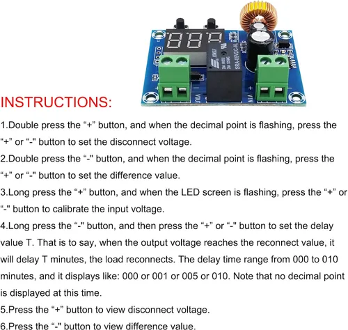 Miniatura 5 de Interruptor de desconexión de protector digital de bajo voltaje XH-M609, módulo de protección de voltaje CC 12V-36V Módulo de protección de circuito