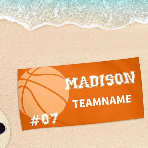 Miniatura 5 de Interestprint Toalla de piscina con nombre personalizado para niños, adultos y hombres, toalla de playa naranja personalizada con número