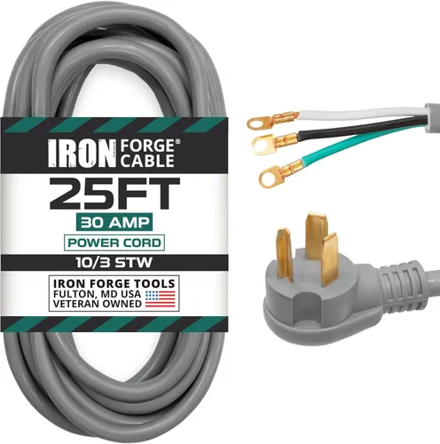 Miniatura 7 de Iron Forge Cable Adaptador de enchufe de secadora de 3 clavijas a 4 clavijas - Adaptador de salida negro de 10/4 STW de 1.5 pies para secadora