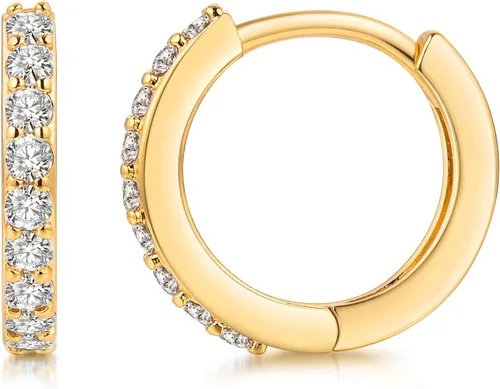 Kainier Aretes de aro chapados en oro de 18 quilates con circonita cúbica, aretes de cartílago, hipoalergénicos para mujeres y niñas, color rosaoro