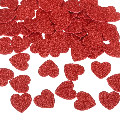 Miniatura 10 de MECCANIXITY 60 calcomanías de espuma con purpurina de 1 pulgada autoadhesivas en forma de corazón para suministros de manualidades, bricolaje
