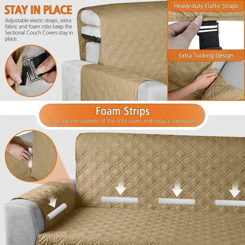 Miniatura 5 de VANSOFY Fundas de Sofá Seccional Mejoradas 100% Impermeables en Forma de L Funda Reversible para Chaise Lounge Funda Protectora de Sofá Seccional