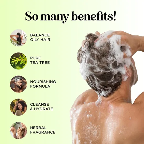 Miniatura 3 de Juego de champú y acondicionador de árbol de té, champú y acondicionador aclarante sin sulfato para el cuidado del cabello graso y el cuero