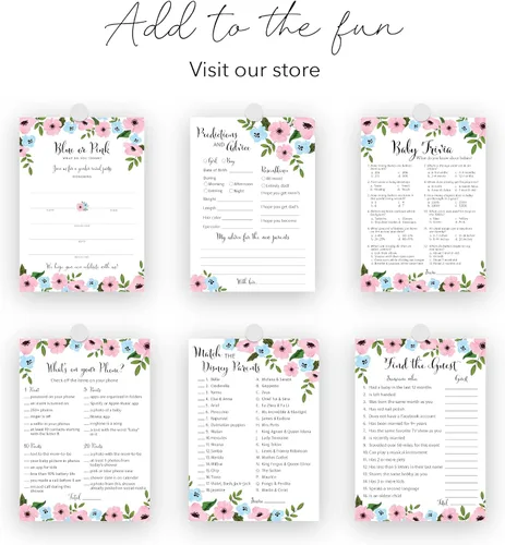 Miniatura 7 de GENDER REVEAL Tarjetas de predicción y consejos – Paquete de 25 – Juegos de baby shower azules o rosas, nuevos padres, mamá y papá futuros, mensaje