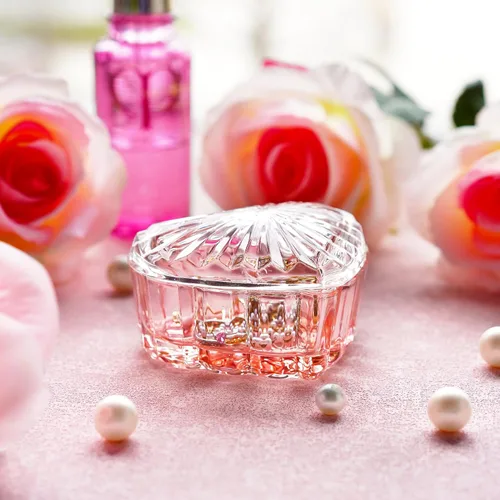 Miniatura 21 de kanpura Joyero de cristal en forma de corazón, caja de dulces con tapa, caja de almacenamiento para aretes, collar, pecho, caja de almacenamiento