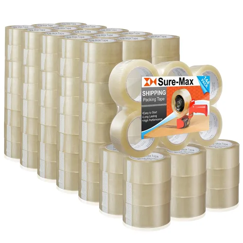 Miniatura 9 de Sure-Max Cinta de embalaje de cartón premium de 1.8 mil 330 pies (110 yardas), transparente, 6 rollos